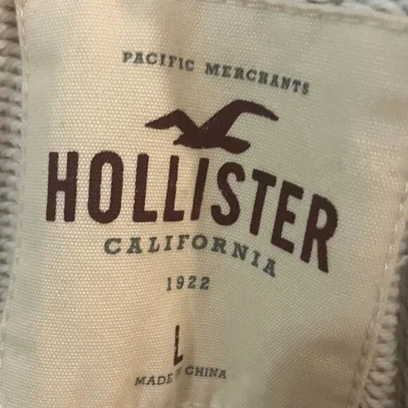 Hollister Beige Crewneck Sweatshirt Men’s Size L Classic Logo - Picture 4 of 7